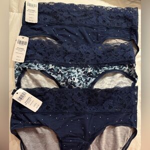 Women's Lace Trim Panties - Navy Blue